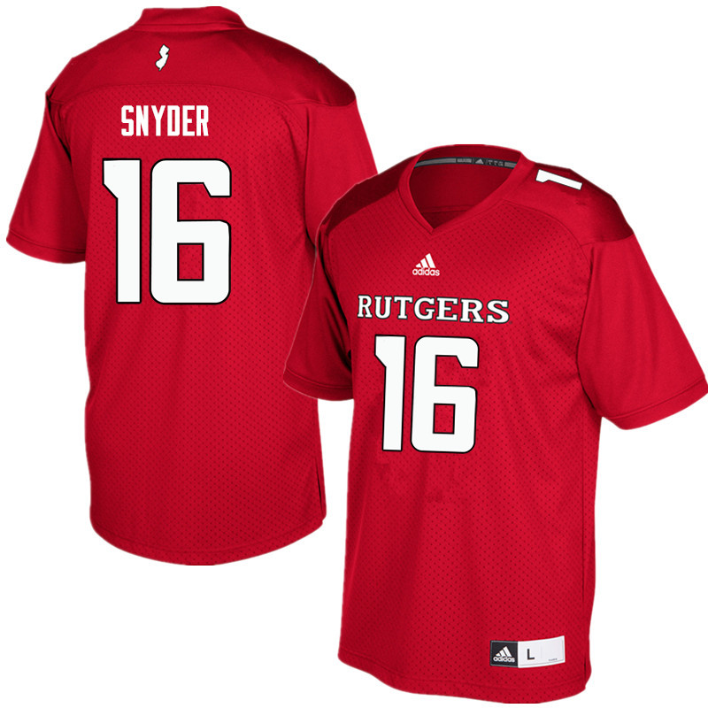 Men #16 Cole Snyder Rutgers Scarlet Knights College Football Jerseys Sale-Red